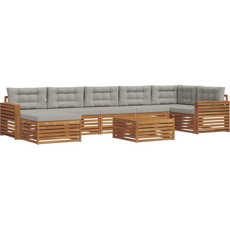 Conjunto de sofás de exterior 8 uds. Gris Natural y Claro vidaXL (1/5)