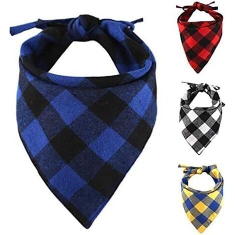 Sollbry Lot de 4 bandanas à Carreaux pour Chien - Mouchoirs réglables Foulard Lavable Bandana réversible en Coton avec Corde Convient pour Les Chiens de Petite, Moyenne et Grande Taille (1/5)