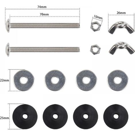 Kit de vis de réservoir divisé pour toilettes, accessoires de salle de bain M6 en acier inoxydable