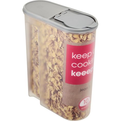 keeeper Contenitore per Alimenti Secchi Jean, Coperchio Ripiegabile, 5 L, Polipropilene, 24 x 11,5 x 30,5 cm, Nordic Grey (Grigio) (1/4)
