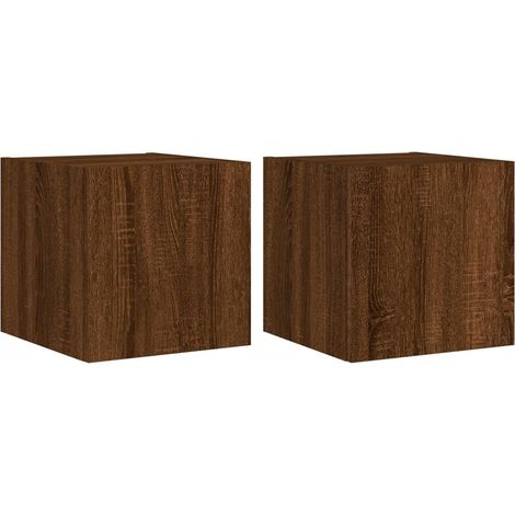 Mobile TV da parete scaffale multimediale credenza TV sala da pranzo soggiorno camera da letto luci LED 2 pezzi rovere 30,5 x 35 x 30 cm marrone 020029158