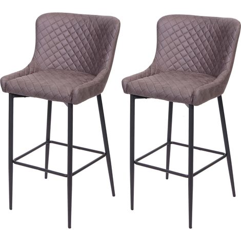 Set di 2 sgabelli da bar sedie da bancone in tessuto grigio scuro dal design chic e retrò 040000158