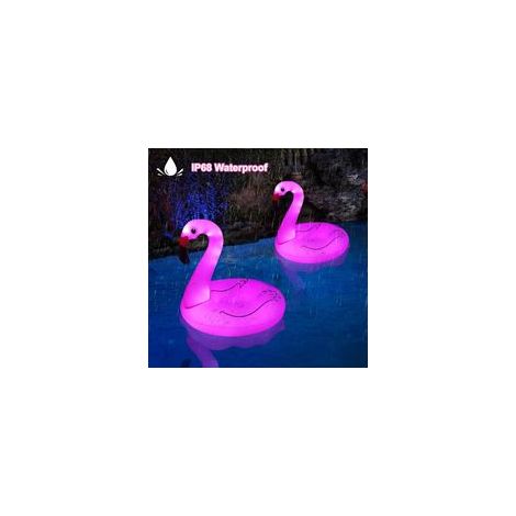 Bouée gonflable flamant rose avec lumières solaires, grand flamant rose gonflable pour adultes, flotteur de piscine flamant rose (106 x 106 x 100 cm)-AquaForge