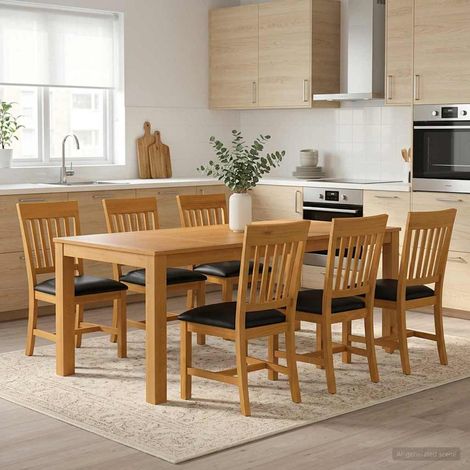 vidaXL Ensemble de salle à manger 7 pc Noir Bois de chêne massif (1/5)