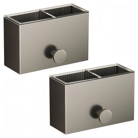 Set of 2 adhesive toothbrush holders, no drilling required. Waterproof wall-mounted storage rack for bathroom and kitchen. (1/5)