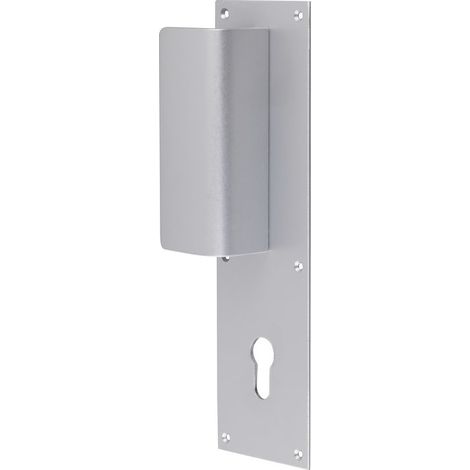 Duval Bilcocq – Poignée de porte d'entrée à cylindre – Finition gris argent – Entraxe 70mm – Sens d'ouverture à gauche – Poignée sur plaque