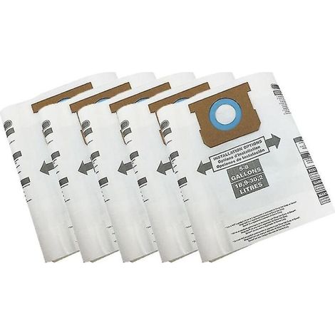 Pack of 10 replacement filter bags, type H, compatible with 5-8 gallon Shop Vac vacuums, replaces Pa-AquaForge bags (1/2)