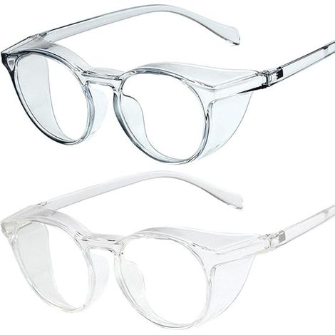 Schutzbrille mit Antibeschlag-, Blaulicht-, Wind- und Sandschutz, klar, für Damen und Herren, 2er-Pack