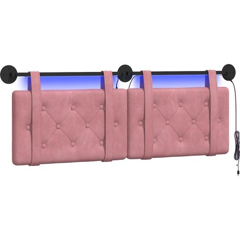 Maison Exclusive - Hängendes Kopfteil Mit LED Licht Rosa Samt (1/5)