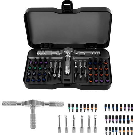 40-in-1 Ratschen Schraubendreher Set Magnetisch Feinmechaniker Werkzeug Set mit Abnehmbarem T-Griff Zweiwege Feinmechaniker Schraubendreher für Möbel Elektronik Fahrrad DIY (1/5)