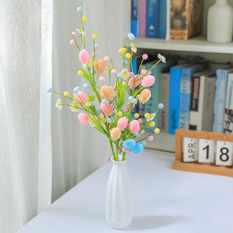 Brindille De Baies Avec Œufs De Pâques - Décoration Printanière En Mousse - Pour Vase Tableau Ou Arrangement Floral - 1 Pièce (1/5)