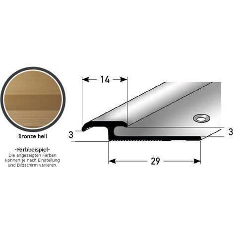 Einschubprofil "Leicester" für Laminat, 3 - 7 mm Einfasshöhe, Aluminium eloxiert, gebohrt-bronze hell-1000-3