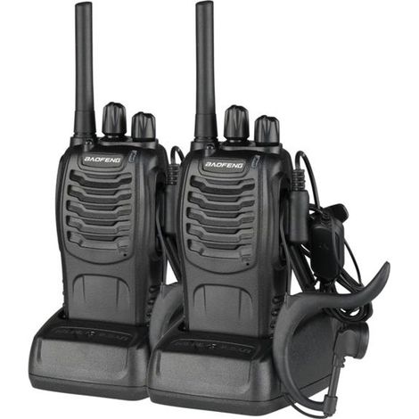 BF-88E Funkgerät 1500mAh USB Standby Walkie Talkie EU Schwarz (1/5)