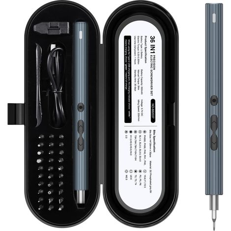 Mini tournevis électrique 36 en 1 de précision avec 30 embouts, tournevis de précision magnétique, tournevis électrique avec lumières LED pour téléphone, montre, ordinateur portable (1/5)