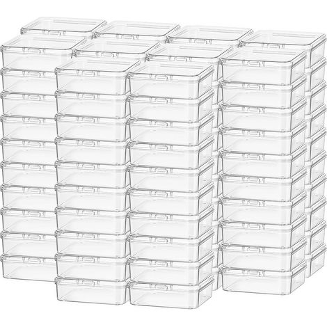 Lot de 100 mini boîtes de rangement carrées vides en plastique (1/5)
