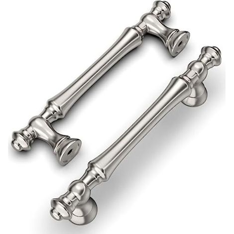 6 Pièces Poignées de Meuble Nickel Brossé,96mm, en Alliage de Zinc, pour Cuisine, Armoires, Tiroirs et Placards (1/4)