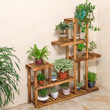 Étagère à plantes en bois multi-étages, support de fleurs pour balcon et jardin, présentoir de plantes à plusieurs niveaux (1/5)