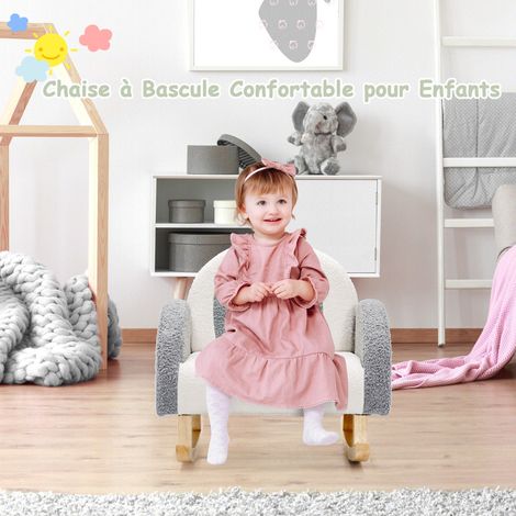 Canapé Enfant à Bascule en Peluche Fauteuil Charge 50kg Jolis Cadeaux pour Garçon Fille de 3-5 ans Gris (1/2)