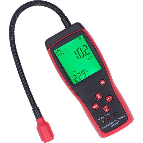 Digitalanzeige, flexible Sonde, LCD-Hintergrundbeleuchtung, Gasleckdetektor für brennbare Gase, 0–10000 ppm (1/5)