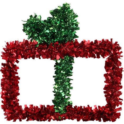 Roter, glänzender Weihnachtsschmuck – Anhänger in Geschenkform, 34 cm hoch (1/2)