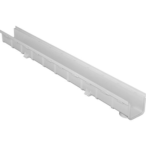 First Plast – Caniveau d'évacuation emboîtable PVC 100 x 1000 mm – Hauteur 75 mm – Sortie Ø40-63 mm – Norme EN1433:2008 (1/3)