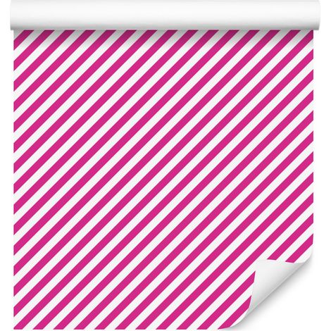 Gestreifte Tapete in Puderrosa und Lila für Wohn- und Schlafzimmer, 50 x 1000 cm (1/5)