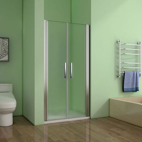 80x195cm 6mm ESG NANO Milchglas Duschtür Pendeltür Nischentür Duschabtrennung Schwingtür Dusche (1/5)