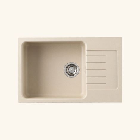 Évier granit beige Luisina DOLCE 1 grand bac 1 très petit égouttoir (1/5)