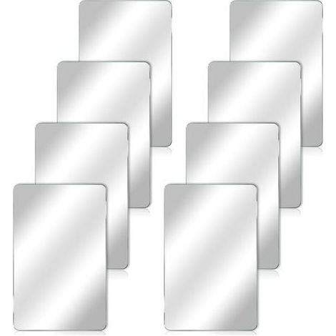 Lot de 8 miroirs rectangulaires en acrylique, 15,2 x 10,2 cm, autocollants pour salle de bain, chambre à coucher et salon
