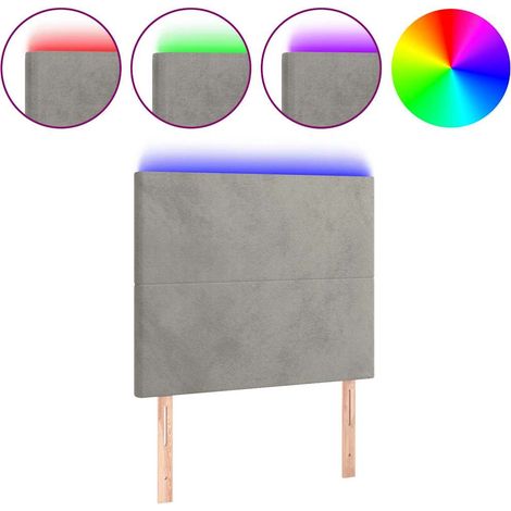 Maison Exclusive - Cabecero con luces LED terciopelo gris claro 9 (1/5)