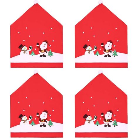 Weihnachtliche Stuhlhussen, 4-teilig, Stuhldekoration für Weihnachtsfeier und -essen - Crezuo