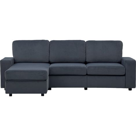 Divano angolare con chaise longue e 4 vani contenitore HOMVRA, grigio scuro, 245,5 cm (1/5)