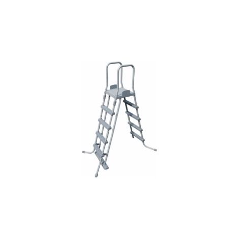 Bestway – Échelle de sécurité 132 cm pour piscines – Cadre métallique anticorrosion – Marches antidérapantes – Conforme norme EN16713