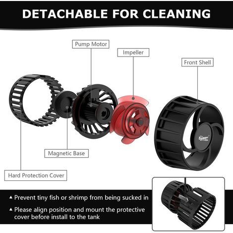 Pompe de Brassage d'Aquarium Générateur de Vagues avec Contrôleur Intelligent Débit Réglable Mini Pompe de Circulation Silencieuse pour Aquarium et Poisson