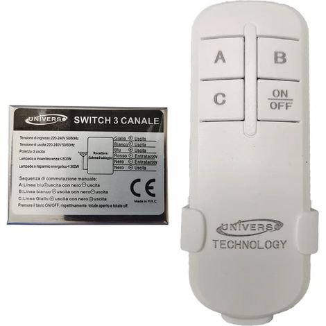 TrAdE Shop Traesio - Switch + Telecomando Wireless Universale 3 Canali Tecnologia Intelligente Te-c - (1/2)
