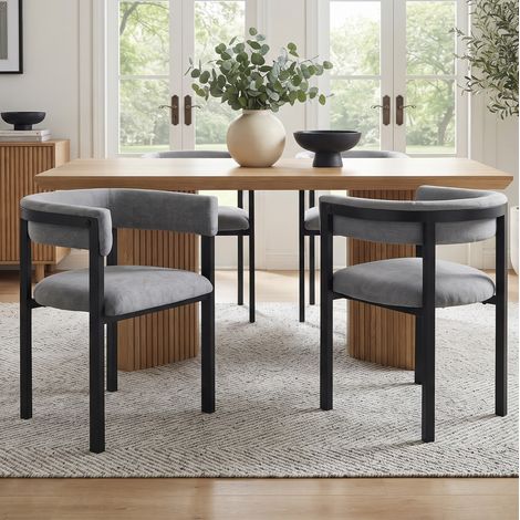 Set di 2 sedie da pranzo in ciniglia grigia 85x64x42 cm moderne FLORAGRACE (1/5)