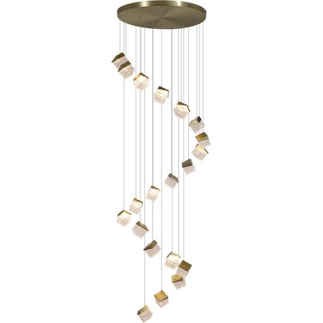 Searchlight Cuboid Suspension LED intégrée à 20 points lumineux, laiton satiné, 10,25 W, 3000 K (1/5)
