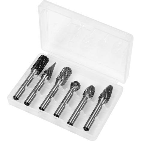 Assortiment de 6 fraises limes rotatives en carbure de tungstene diamètre 10 mm