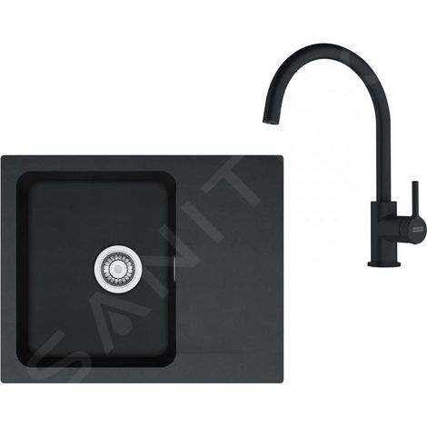 Franke Colonnes - Set de cuisine T118Č, évier en tectonite OID 611-62 + robinet FP 6018.901, noir / noir mat 143.0687.311 (1/4)