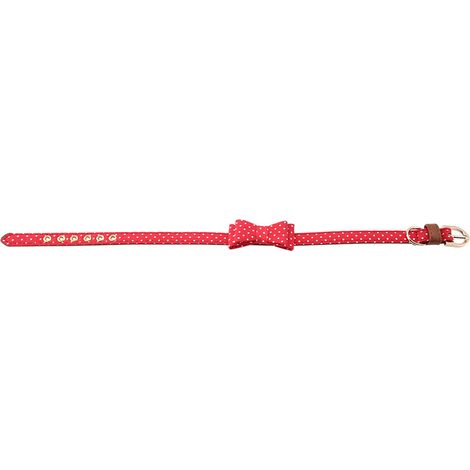 Collier Pour Chien Et Chat - Cuir Pu Réglable Avec Nœud Papillon - Motif À Pois Rouge - Pour Petit Et Moyen Chien - 1 Pièce (1/5)