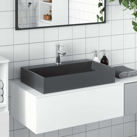 Lavabo 60 x 38 x 11 cm en fonte minérale/marbre anthracite