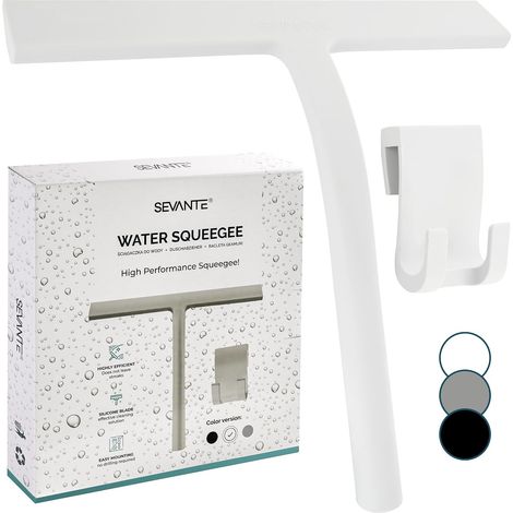 Raclette de douche 23 cm - Raclette en silicone pour fenêtre - Accessoire de salle de bain - Raclette pour douche avec support - Flitsche pour douche, verre et miroir - Raclette pour cabine de (1/5)