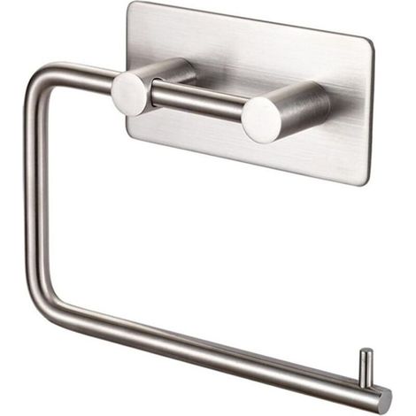 Portarotolo di carta igienica triplo autoadesivo in acciaio inox spazzolato per il bagno, installazione senza foratura - Crezuo (1/4)