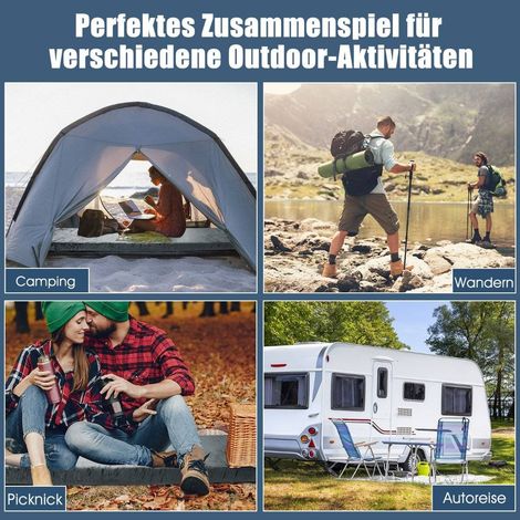 Isomatte Camping Campingmatratze aus Memory-Schaum leichte Schlafmatte mit Flanellbezug 183 x 62,5 x 6,5 cm Grau