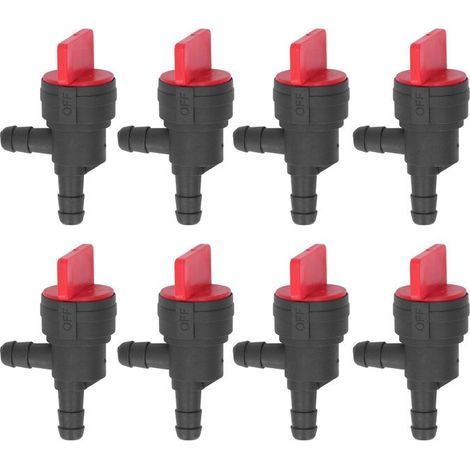 BelleRise - 8pcs Robinet d'arrêt carburant – 1/4" droit 90° – ABS résistant – pour tondeuse, outils de jardin (1/5)