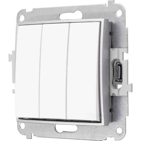 Interruptor triple sin marco karlik mini blanco/plata (1/4)