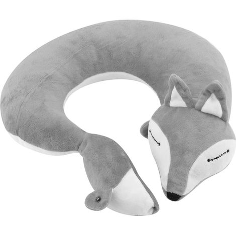 Fox Shape Travel Neck Pillow Soft Air U Shape Health Pillow (Gray Fox)