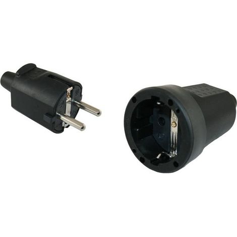 FICHE MALE 220 V CAOUTCHOUC SHUKO