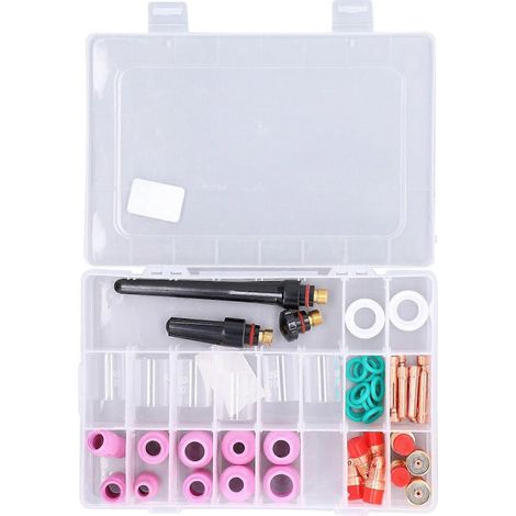 Kit d'accessoires de soudage TIG 49 pièces avec buse en verre, mandrin et pince pour WP-17, 18 et 26