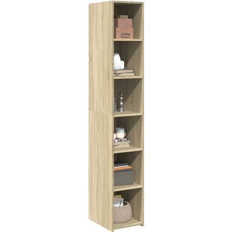 Buffet de Rangement Haut en Bois d'Ingénierie Effet Chêne Sonoma, Meuble de Cuisine avec 30x41x185 cm, Étagère Verticale pour Salon ou Entrée (1/5)